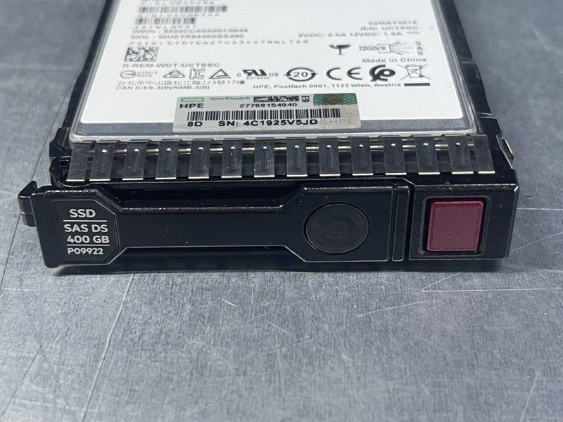 HPe P09922-001 400GB SAS 12G MU 2.5" SSD Drive P09088-B21 P07442-001 w60 Carousel 1
