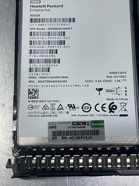 HPe P09922-001 400GB SAS 12G MU 2.5" SSD Drive P09088-B21 P07442-001 w60 Carousel 2
