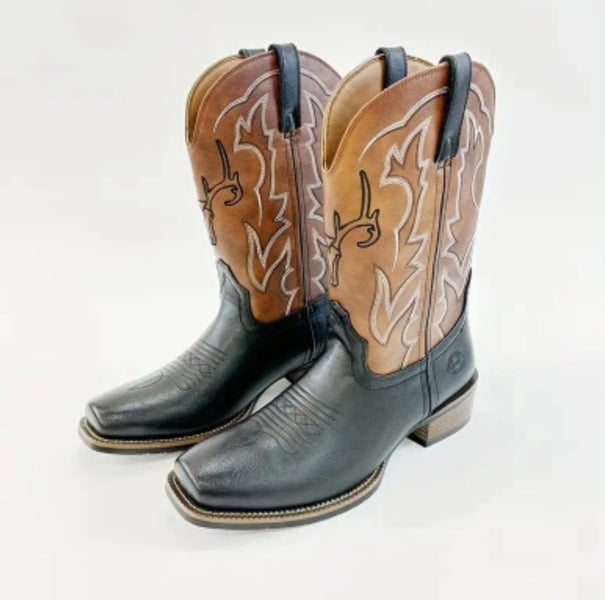 SALE Mens Size 12 Western Vintage Cowboy vegan Leather Outback Boots Slip On Carousel 1