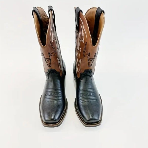 SALE Mens Size 12 Western Vintage Cowboy vegan Leather Outback Boots Slip On Carousel 4
