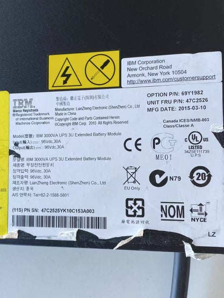 *$1 Reserve* LENOVO 69Y1982 3000VA UPS 3U Extended Battery Module Carousel 8
