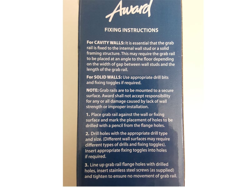 Award Ezi Living Grab Rail 450 x 32mm Knurled Stainless Steel Concealed fixings Carousel 5