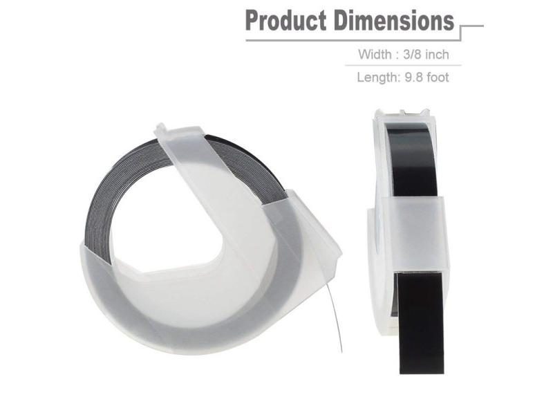 4PCS 3D Embossing Plastic Tape 9mm*3m White On Black 520109 S0847730 For Dymo Carousel 1