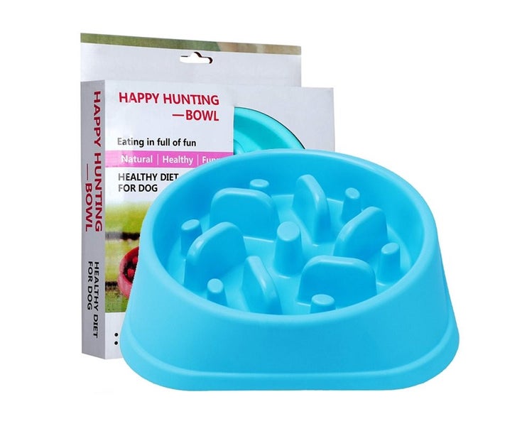 Blue Pet Bowl Dog Slow Feeder Fun Bloat Maze Interactive Food Healthy Eating Carousel 1