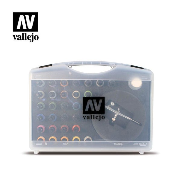 Vallejo - Basic Game Air - Colours set & Airbrush (28 Colour Plastic Case)64443525624833110