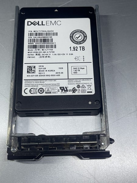 Dell Compellent 1.92TB SAS 12G RI 2.5" SFF SSD MZ-ILT1T9A Enterprise Class 3F15R Carousel 2