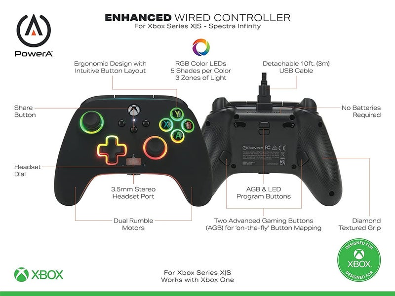 XBOX Controller PowerA Spectra Infinity Enhanced Immersive Dual Rumble Motors63617317342338111