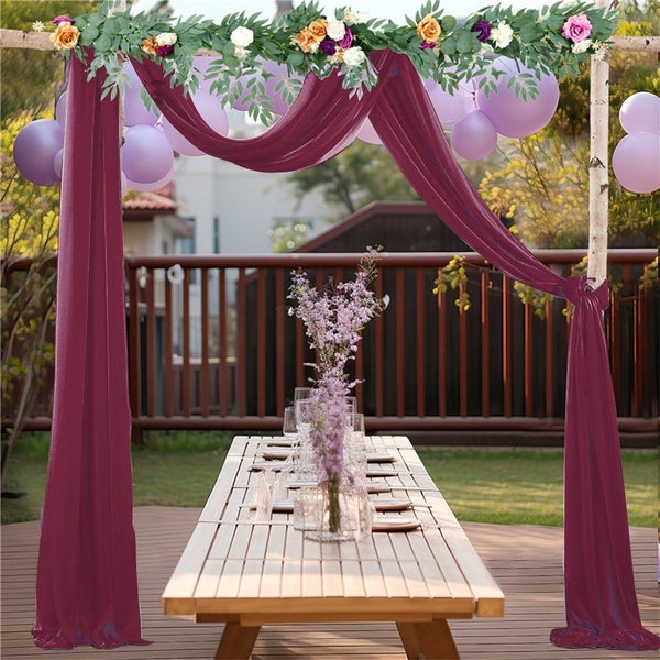 Chiffon Wedding Arch Draping Fabric Backdrop Curtain Drape Tulle Wedding Cere Carousel 4