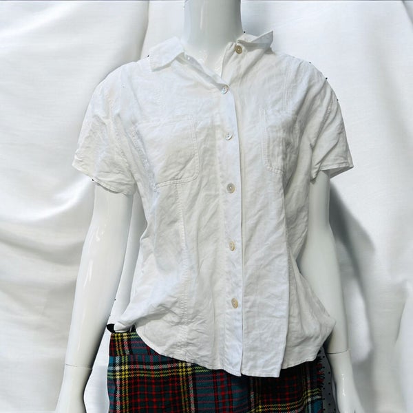 100% linen / shortsleeved white shirt / s Carousel 1