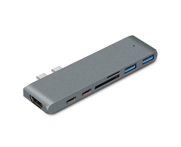 Vibe Geeks 7-in-1 Multi-function Dual-head Type-C Hub Docking Station - Grey Carousel 5