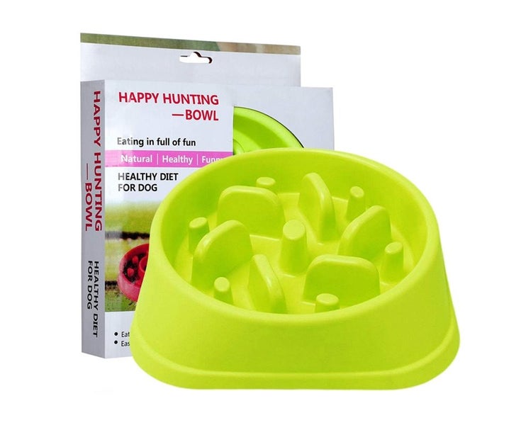 Green Pet Bowl Dog Slow Feeder Fun Bloat Maze Interactive Food Healthy Eating Carousel 1