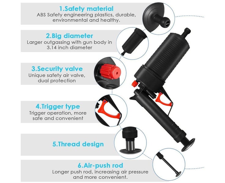 Air Pump Drain Blaster, High Pressure Toilet Plunger Air Pump Drain Unblocker Carousel 5