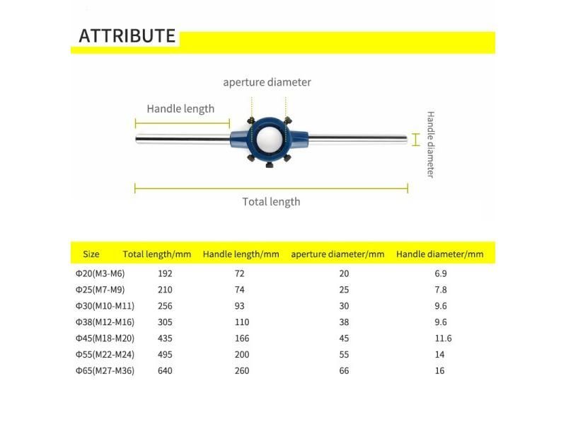 1Pcs Round Die Wrench Flexible Steel Circular Die Handle For Dies Threading Carousel 1