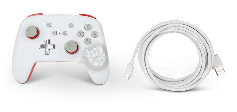 Nintendo Controller PowerA Switch Mario White Wired Controller 3.5mm Audio Jack63615595578115114
