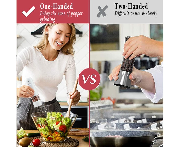 Electric Pepper or Salt Grinder - One-Handed - Modern Style - Automatic Black Carousel 2