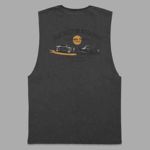 JUST ANOTHER FISHERMAN SALT IS CALLING TANK AGED BLACK Carousel 1
