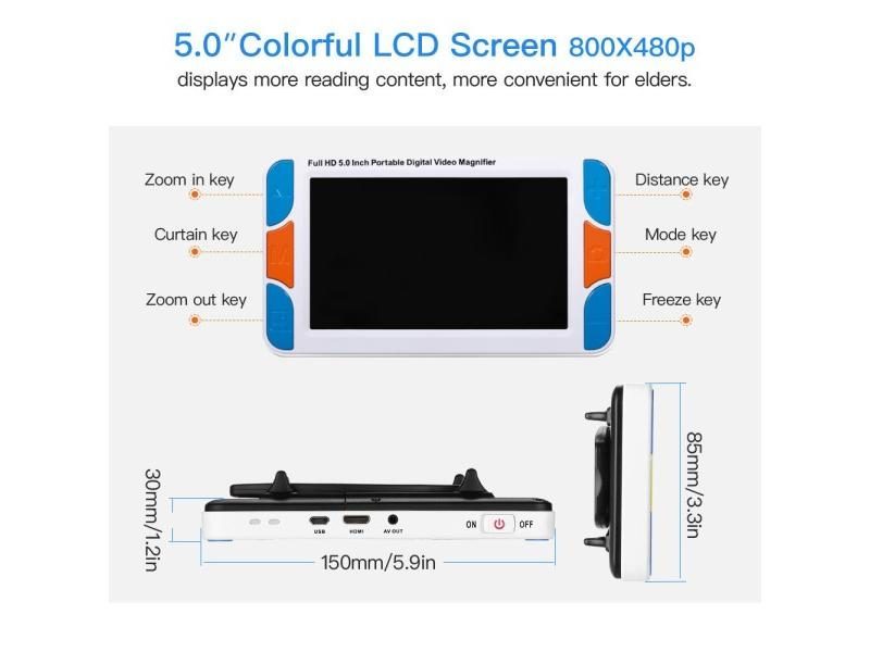 Eyoyo 5.0" Inch LCD 3-48X Portable Digital Magnifier Lupa Electronic Video Carousel 1