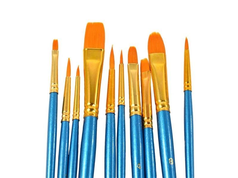 10 Piece Art Paint Brush For Watercolor Oil Acrylic Paint Craft Nail Face Carousel 1