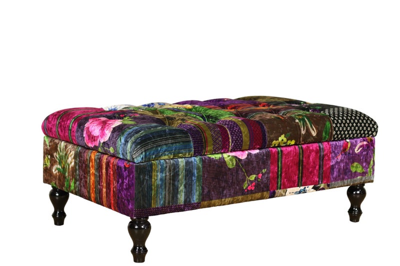 TNC Patchwork Storage Ottoman, 88C Carousel 1