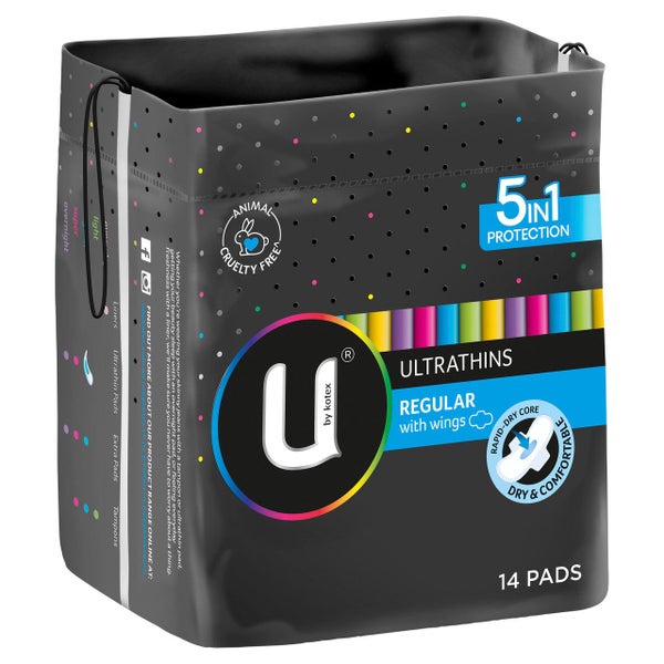 U By Kotex Ultra Thin Pads Regular With Wings 14 Pack Carousel 1