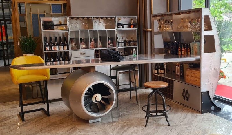 TNC Aviator Bar Table & Cabinet, Aluminum, AT061 Carousel 2