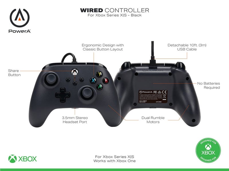 Controller XBOX PowerA Wired Dual Rumble Motors For XBOX X]S Windows 10/1163617475592450113