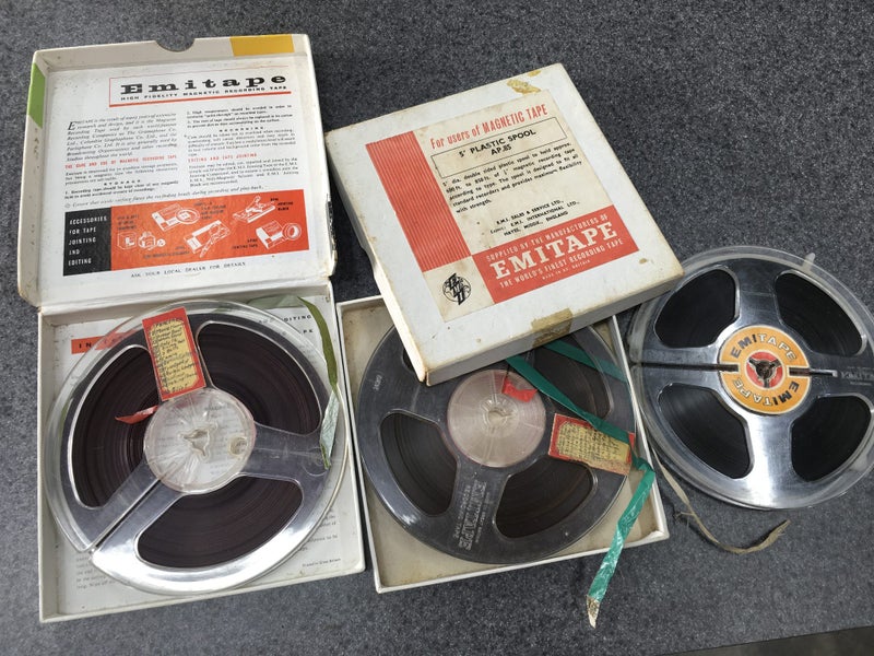 EMI magnetic tape reels x 3 + 2 boxes as 1 lot Carousel 1