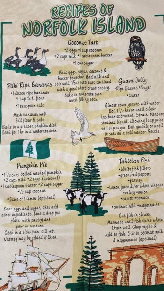~" Recipes Of Norfolk Island Vintage Cotton Tea Towel "~ Carousel 1