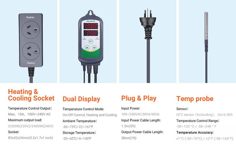 Digital Temperature Controller Digital Thermostat Inkbird ITC308 Carousel 8