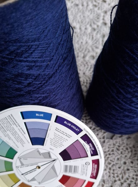 300 gms of wool laceweight 2-ply yarn - navy colour - clean and fresh Carousel 1