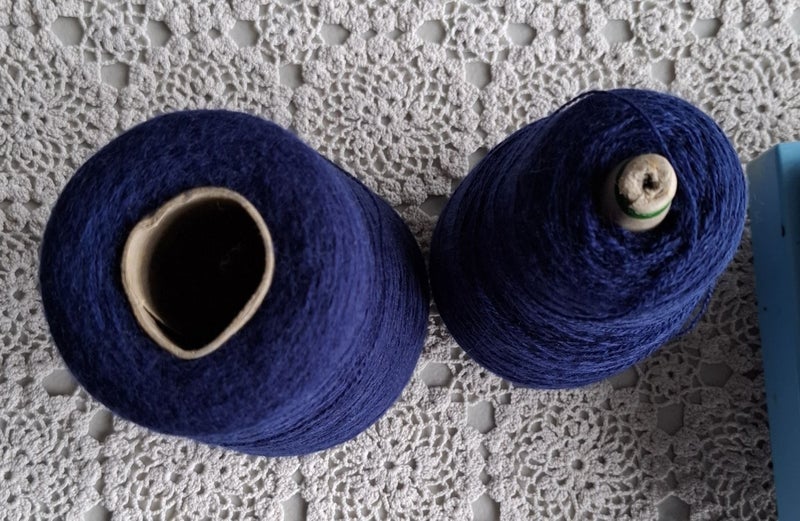 300 gms of wool laceweight 2-ply yarn - navy colour - clean and fresh Carousel 2