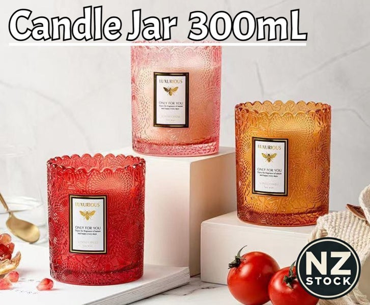 Embossed Glass Candle Jar – 300mL Carousel 1
