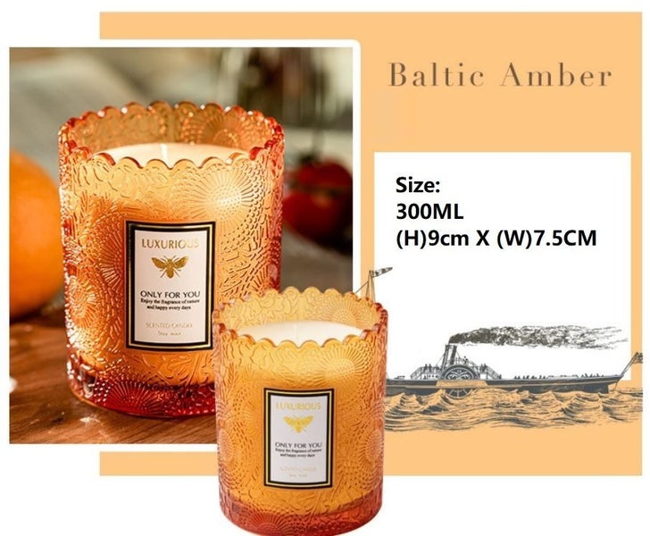 Embossed Glass Candle Jar – 300mL Carousel 7