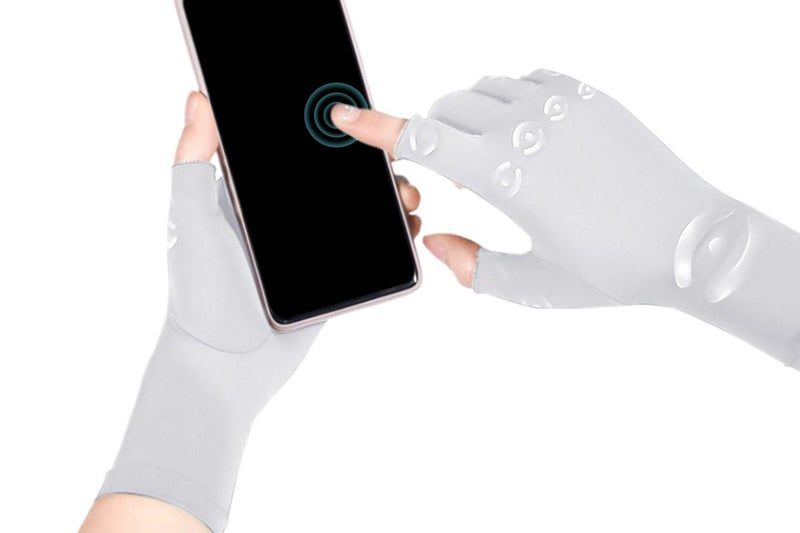 Half Finger Compression Gloves Carpal Tunnel Relief Joint Support for Typing-WHI Carousel 1