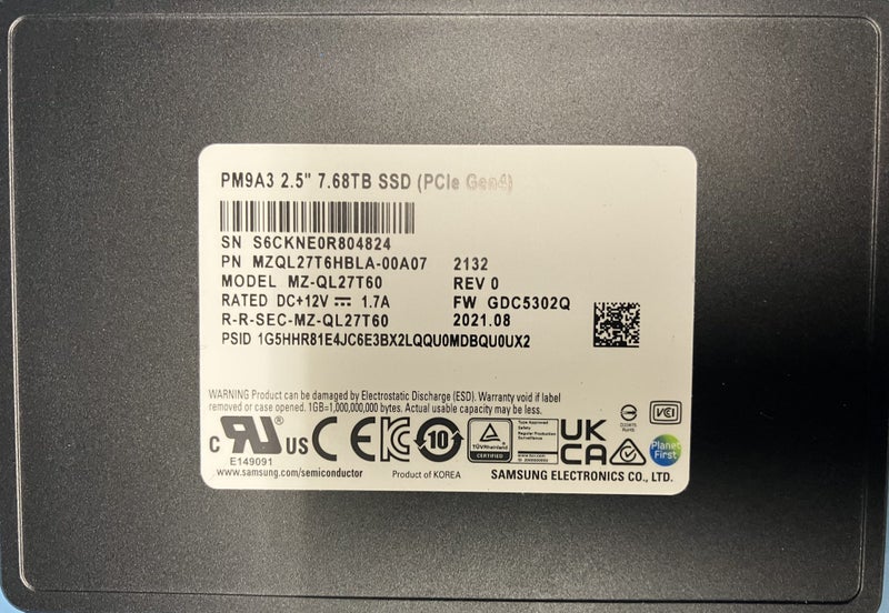 Samsung PM9A3 7.68TB NVMe Gen4x4 U.2 2.5-inch SSD Carousel 1