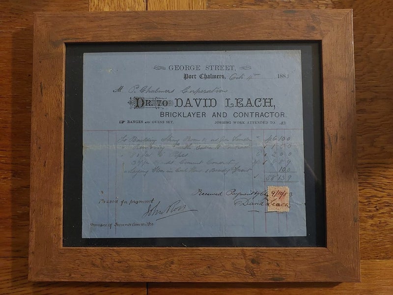 OLD DAVID LEACH PORT CHALMERS FRAMED INVOICE Carousel 1