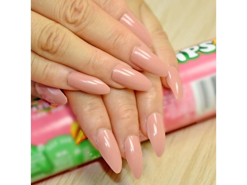 Shiny Nude Fashion Stiletto False Nails 24pcs For Daily Wear Carousel 1