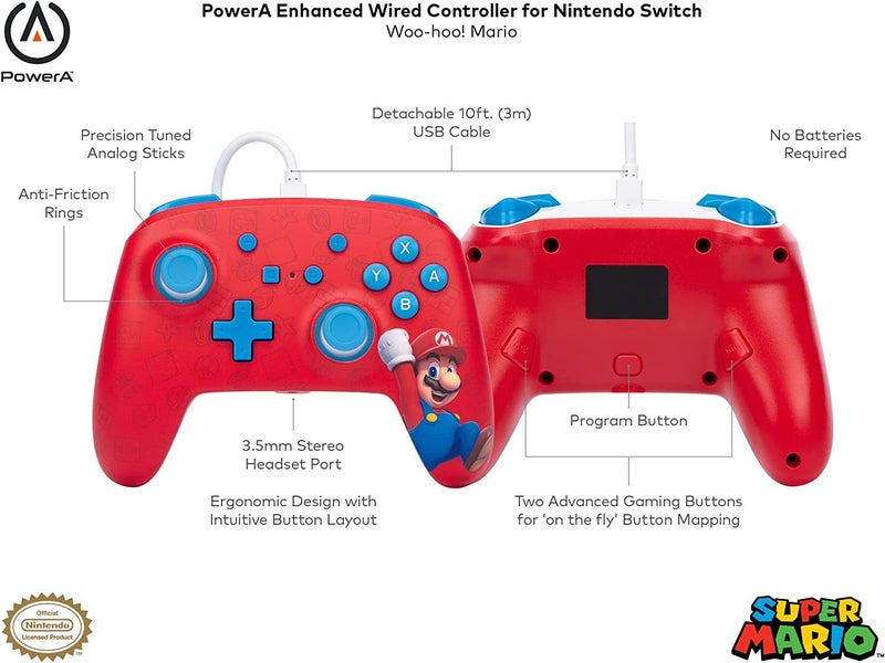 Controller Nintendo PowerA Wired Woohoo Super Mario For Switch Gaming Buttons63615433520385111