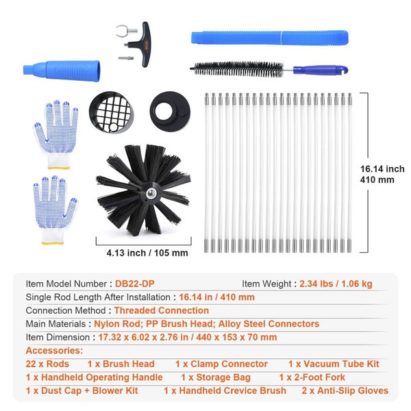 914.4Cm Dryer Vent Cleaner Kit 22 Pieces Duct Cleaning Brush Reinforced Nylon... Carousel 2