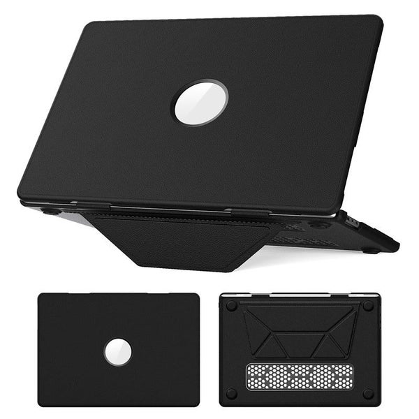 MacBook Air 15 inch 2023/2024/2025 PU Leather Folding Stand Laptop Case-Black Carousel 1
