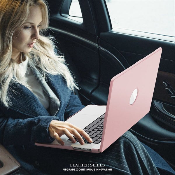 MacBook Pro 16 inch 2021-2024 PU Leather Folding Stand Laptop Case-Pink Carousel 9