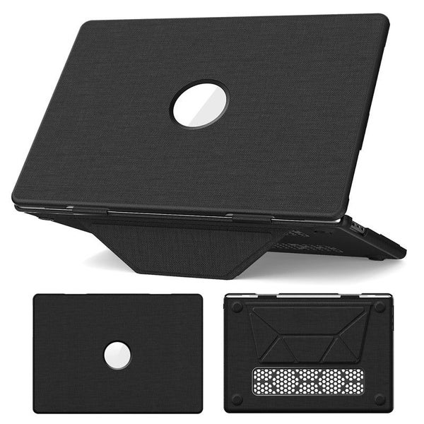 MacBook Air 15 inch 2023/2024/2025 Fabric Folding Stand Laptop Case-Black Carousel 1