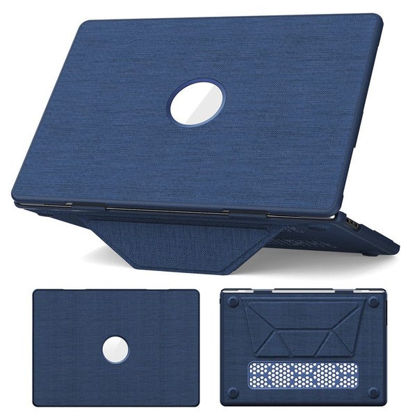 MacBook Air 15 inch 2023/2024/2025 Fabric Folding Stand Laptop Case-Navy Carousel 1