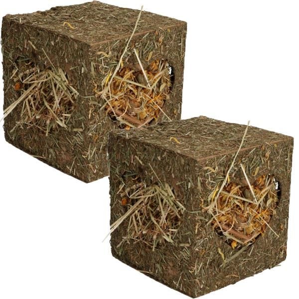 2PK Small Animal Guinea, Rabbits Boredom Breaker Large Hay Cube 20x20x20cm Carousel 1