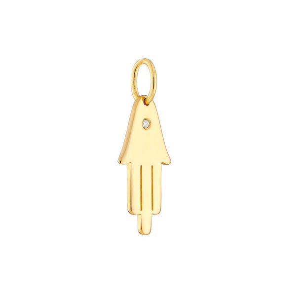 14K Yellow Gold Hamsa Diamond Pendant, 18mm Carousel 2
