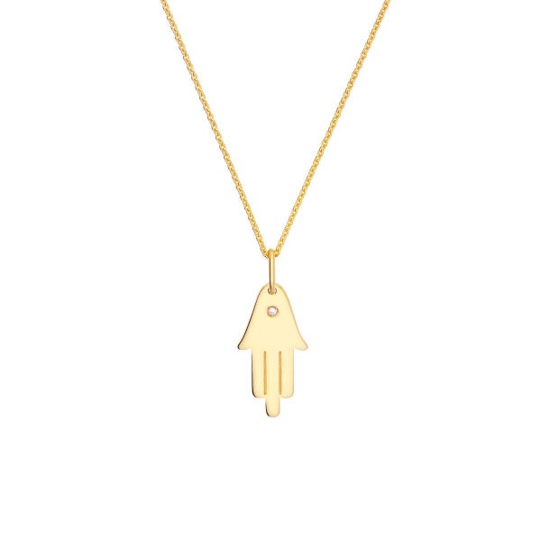 14K Yellow Gold Hamsa Diamond Pendant, 18mm Carousel 4