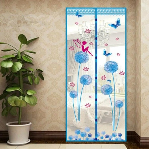 90X210cm Magnetic Summer Mosquito Screen Door Curtain Blue Carousel 1