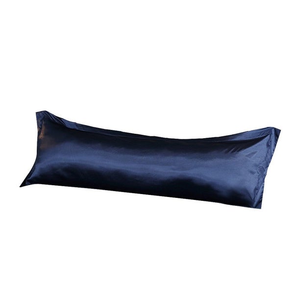 FancyGrab Envelope Pillow Cover Silky Satin Pillow Case Long Pillowcase Navy Carousel 2