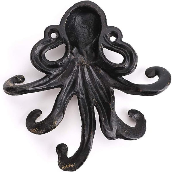 Cast Iron Golden Octopus Key Holder Hook Carousel 6