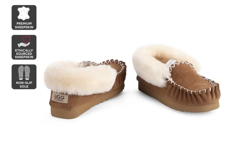Outback Ugg Moccasins - Premium Sheepskin (Chestnut, Size 11M / 12W US) Carousel 3